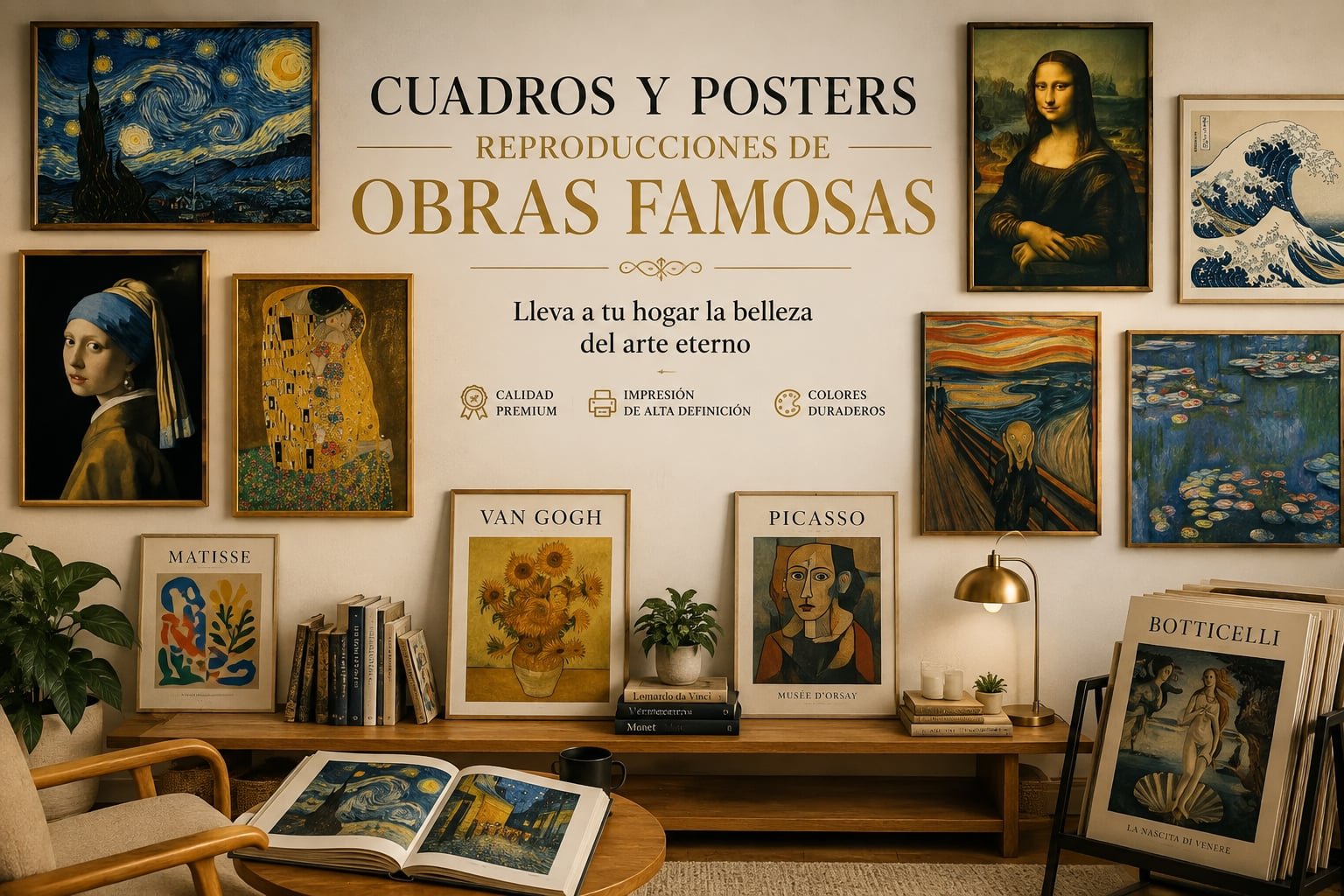 Cuadros y pósteres,  obras famosas, para vestir con arte tus paredes.