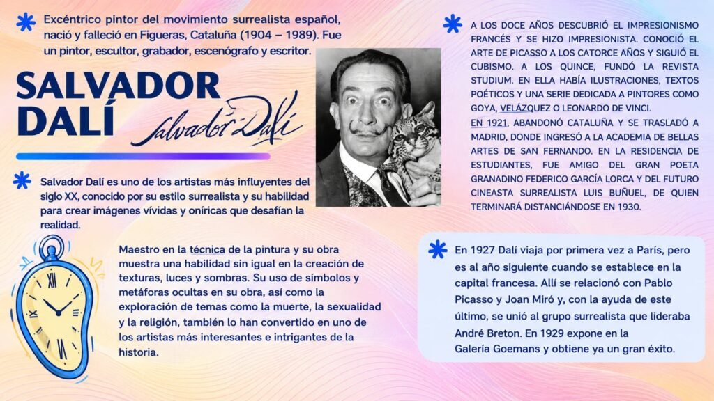 SALVADOR DALÍ: Excéntrico pintor del movimiento surrealista.
