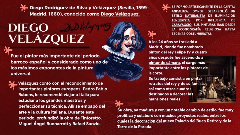 Diego Velázquez, destacado pintor del período barroco español.